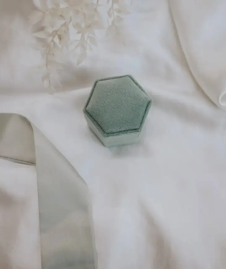 Sage Velvet Double Ring Box