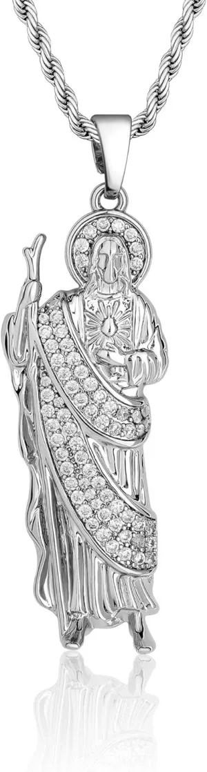 San Judas Necklaces 14K Gold Plated AAA CZ Cubic Zircon Pendant Necklace Gift for Women