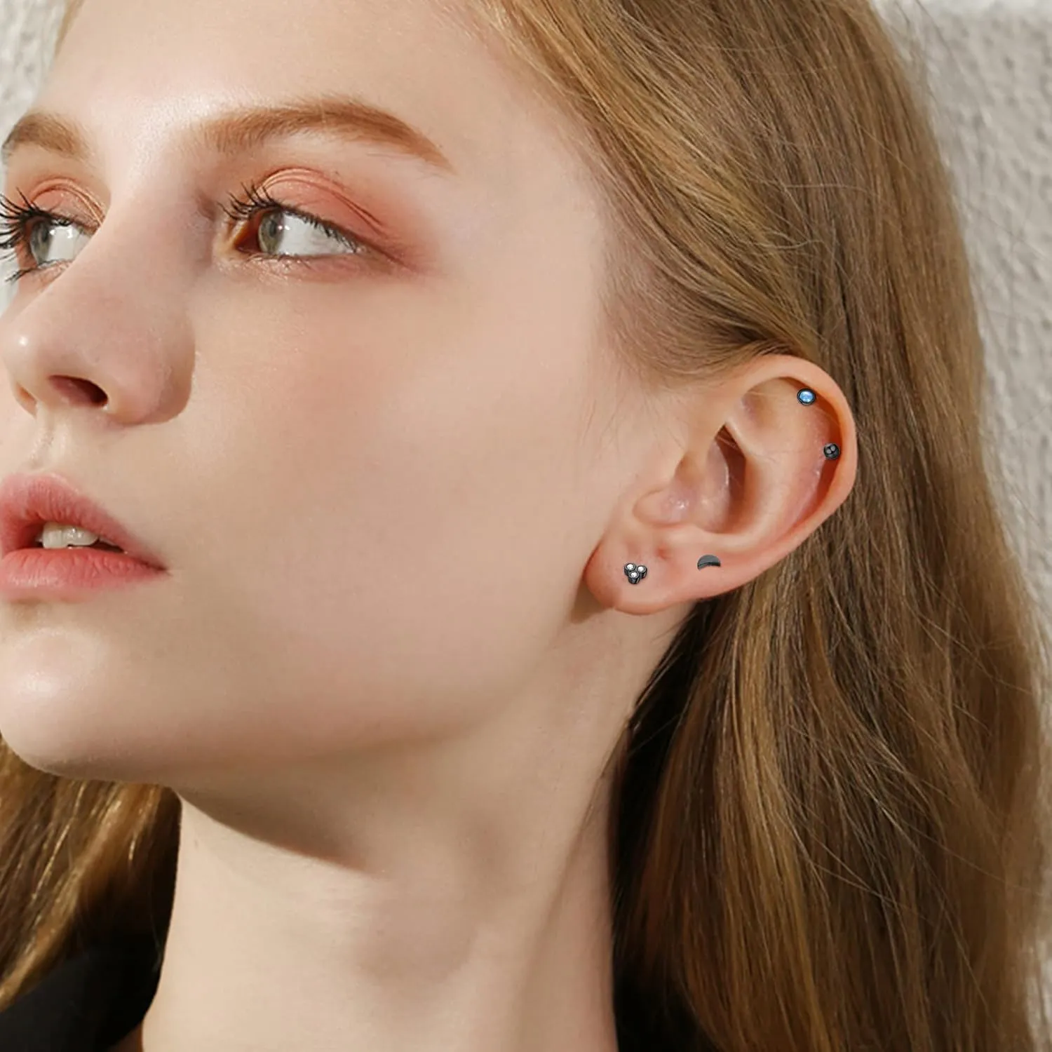 Sanfenly Lip Rings for Women Men 16G Medusa Labret Lip Piercing Jewelry 6MM 8MM Lip Ring Studs Silver Gold Black Rose Gold Tragus Helix Cartilage Earrings