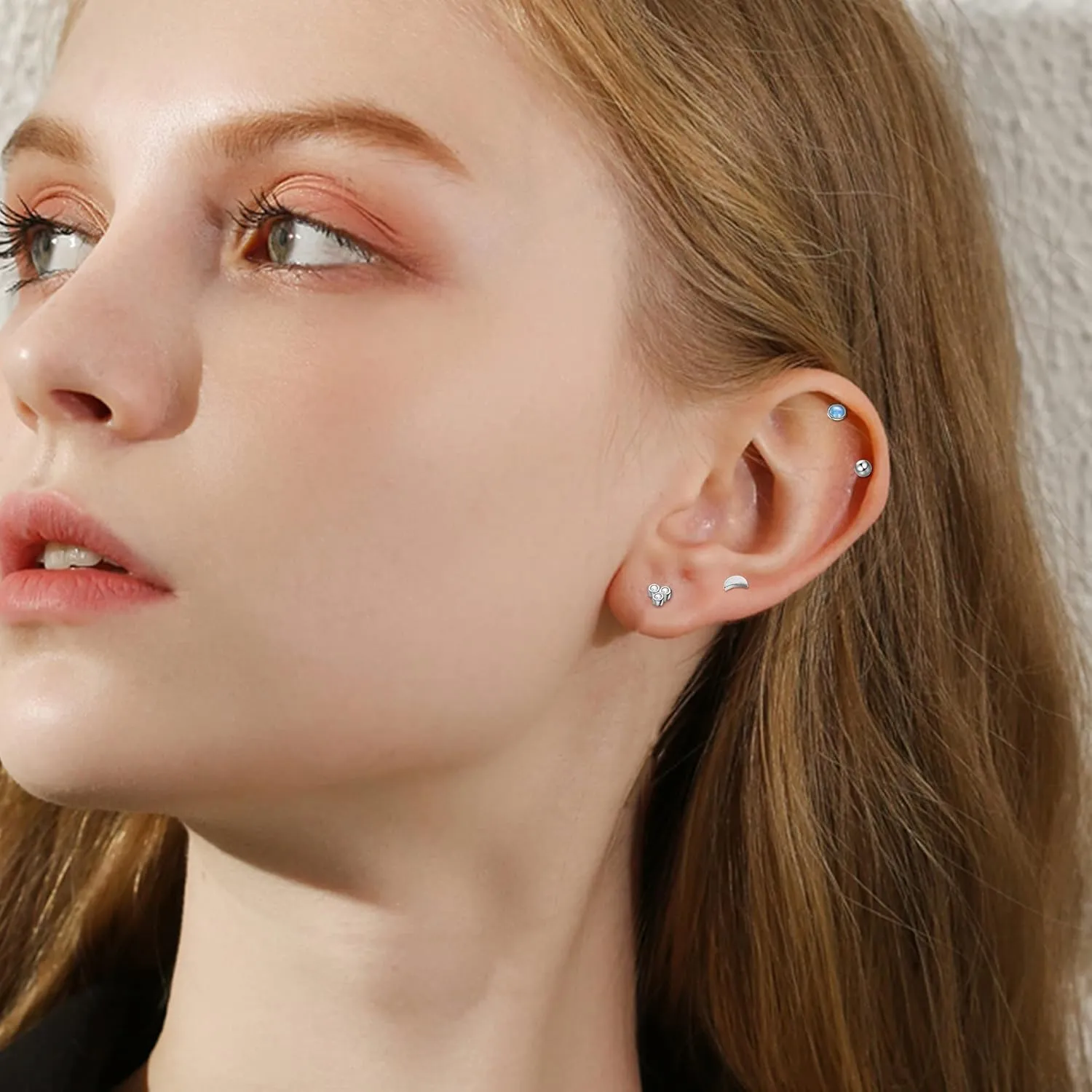 Sanfenly Lip Rings for Women Men 16G Medusa Labret Lip Piercing Jewelry 6MM 8MM Lip Ring Studs Silver Gold Black Rose Gold Tragus Helix Cartilage Earrings