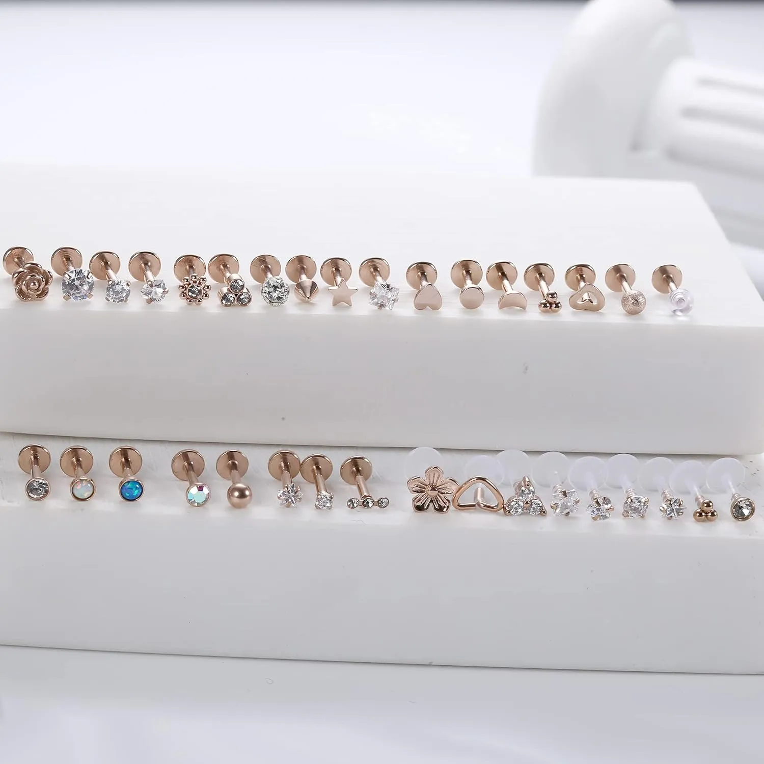 Sanfenly Lip Rings for Women Men 16G Medusa Labret Lip Piercing Jewelry 6MM 8MM Lip Ring Studs Silver Gold Black Rose Gold Tragus Helix Cartilage Earrings