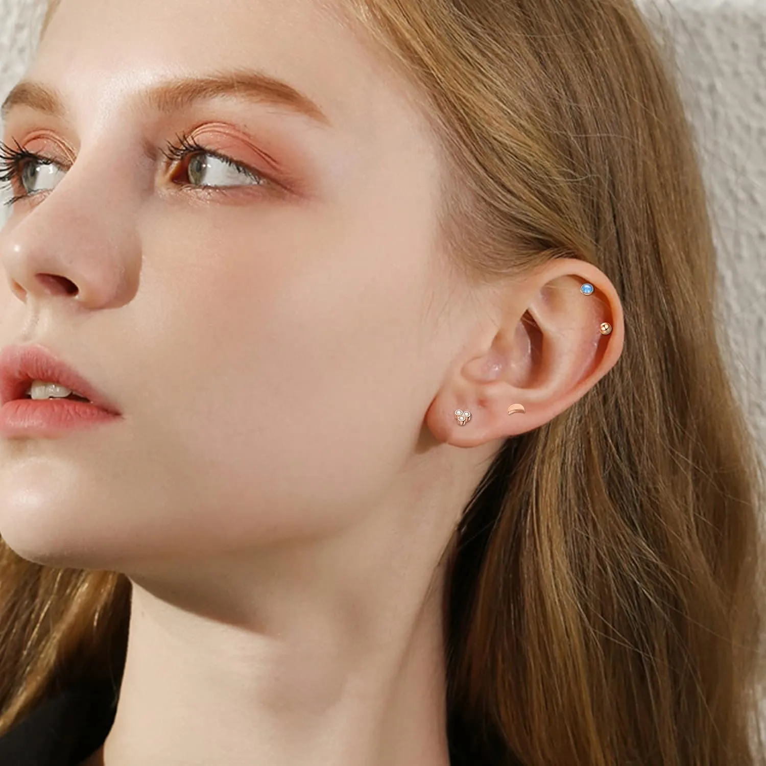 Sanfenly Lip Rings for Women Men 16G Medusa Labret Lip Piercing Jewelry 6MM 8MM Lip Ring Studs Silver Gold Black Rose Gold Tragus Helix Cartilage Earrings