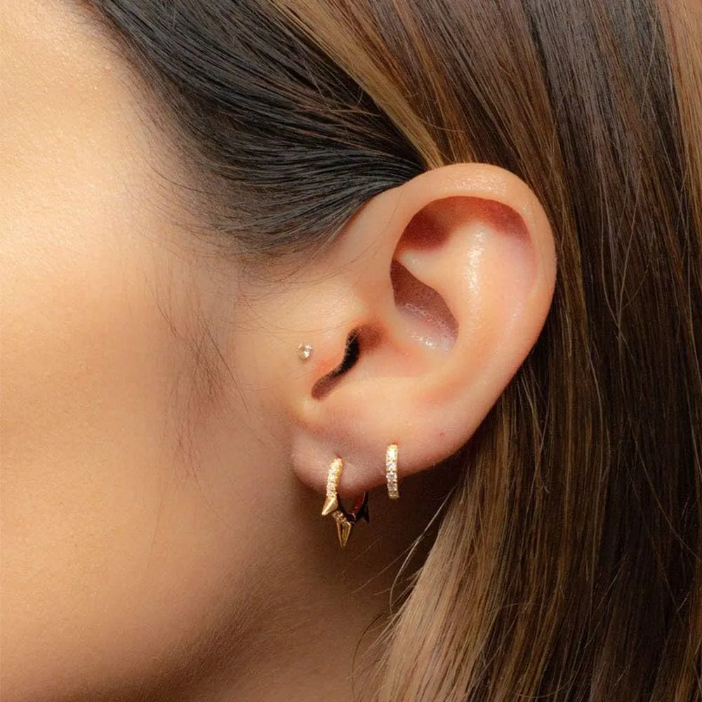 SANNYRA Spike Earrings for Women, Small Huggie Hoop Earrings 14K Gold Plated Hypoallergenic Minimalist Ear Jewelry