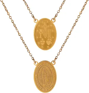 Scapulars Catholic Necklace, Our Lady of Mount Carmel Medals & I Sacred Heart of Jesus Stainless Steel Scapular Necklace for Women & Men, Escapularios Catolicos, Religious Gift