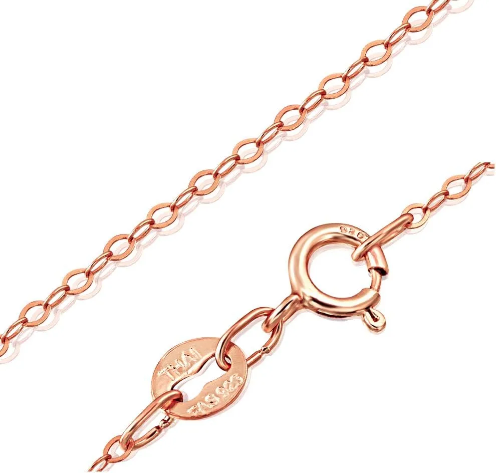 SEA OF ICE Sterling Silver 1mm Super Thin Delicate Flat Cable Chain Necklace, 14-36 inch