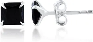 Sechi Solid 925 Sterling Silver Black Cubic Zirconia Stud Earrings for Women Hypoallergenic Cartilage Helix Jewelry (4 Prong Set)