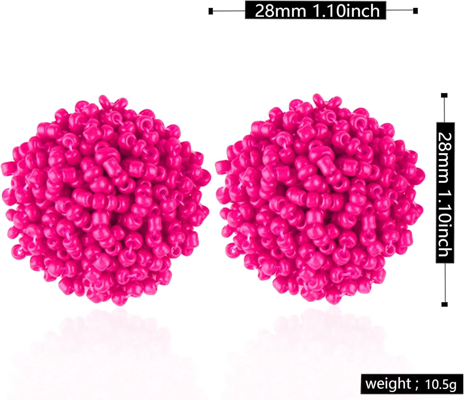 Seed Beaded Stud Earrings Beaded for Women Hypoallergenic Bohemian Statement Cluster Rainbow Seed Beads Big Round Earrings