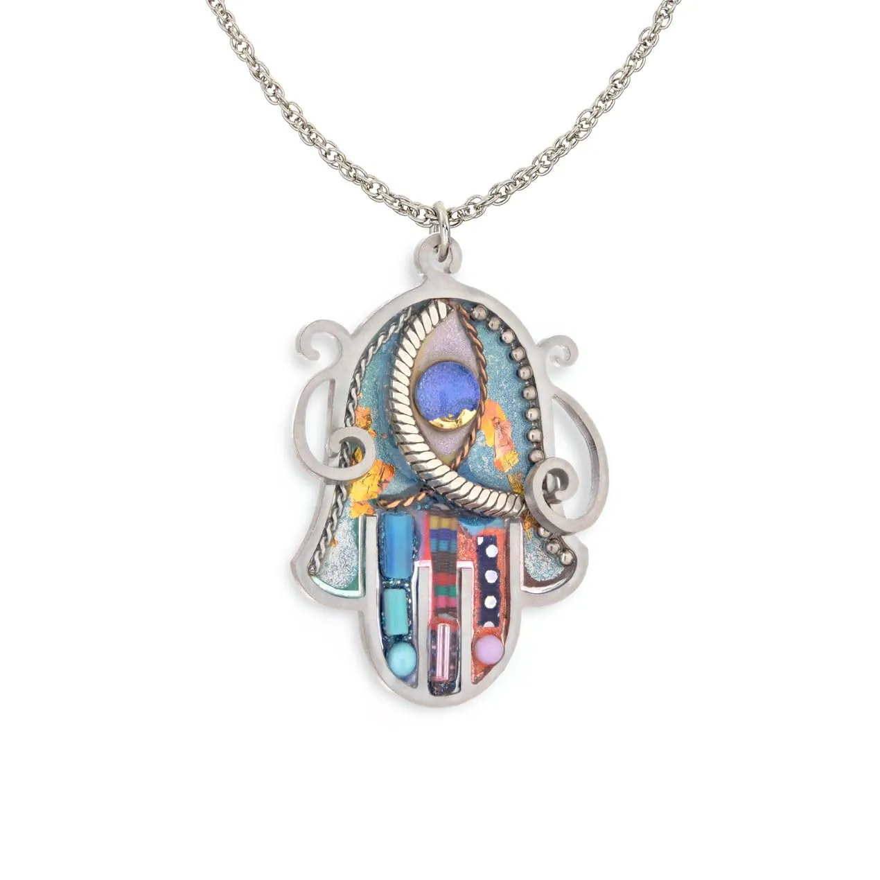 Seeka Green Art Nouveau Hamsa Necklace - N0619GR
