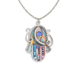 Seeka Green Art Nouveau Hamsa Necklace - N0619GR