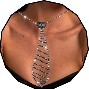 Sethexy Sparkly Rhinestone Necklace Tie Crystal Bling Choker Necklaces Costume Jewelery Accessories for Women