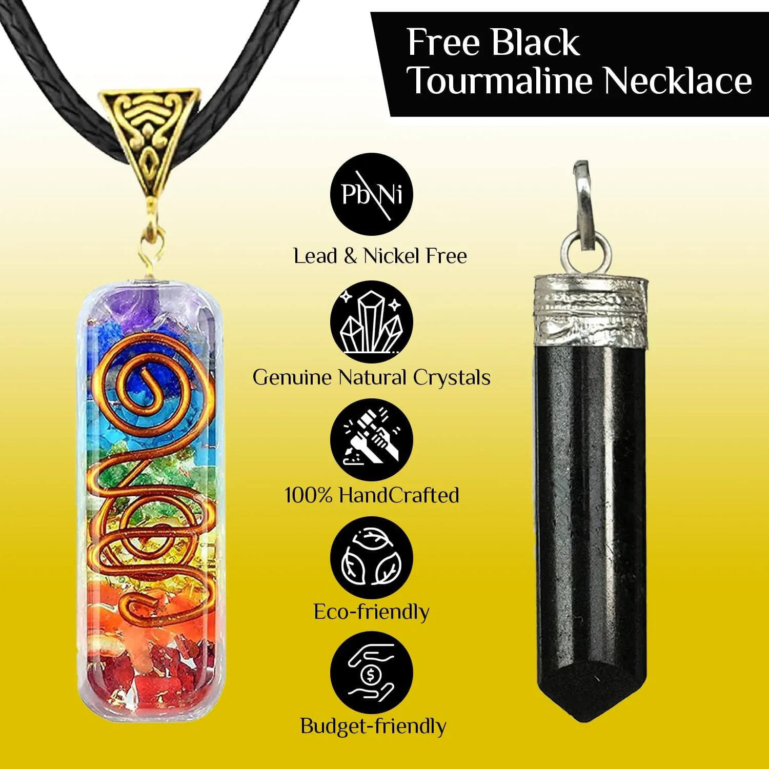 Seven Chakra Pipe Pendant Necklace, 7 Chakra Necklace, Chakra Crystal Pendant Jewelry for Women & Men, Self-Healing Handmade Chakra Pendant & Necklace for Reiki & Meditation