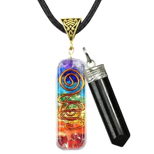 Seven Chakra Pipe Pendant Necklace, 7 Chakra Necklace, Chakra Crystal Pendant Jewelry for Women & Men, Self-Healing Handmade Chakra Pendant & Necklace for Reiki & Meditation