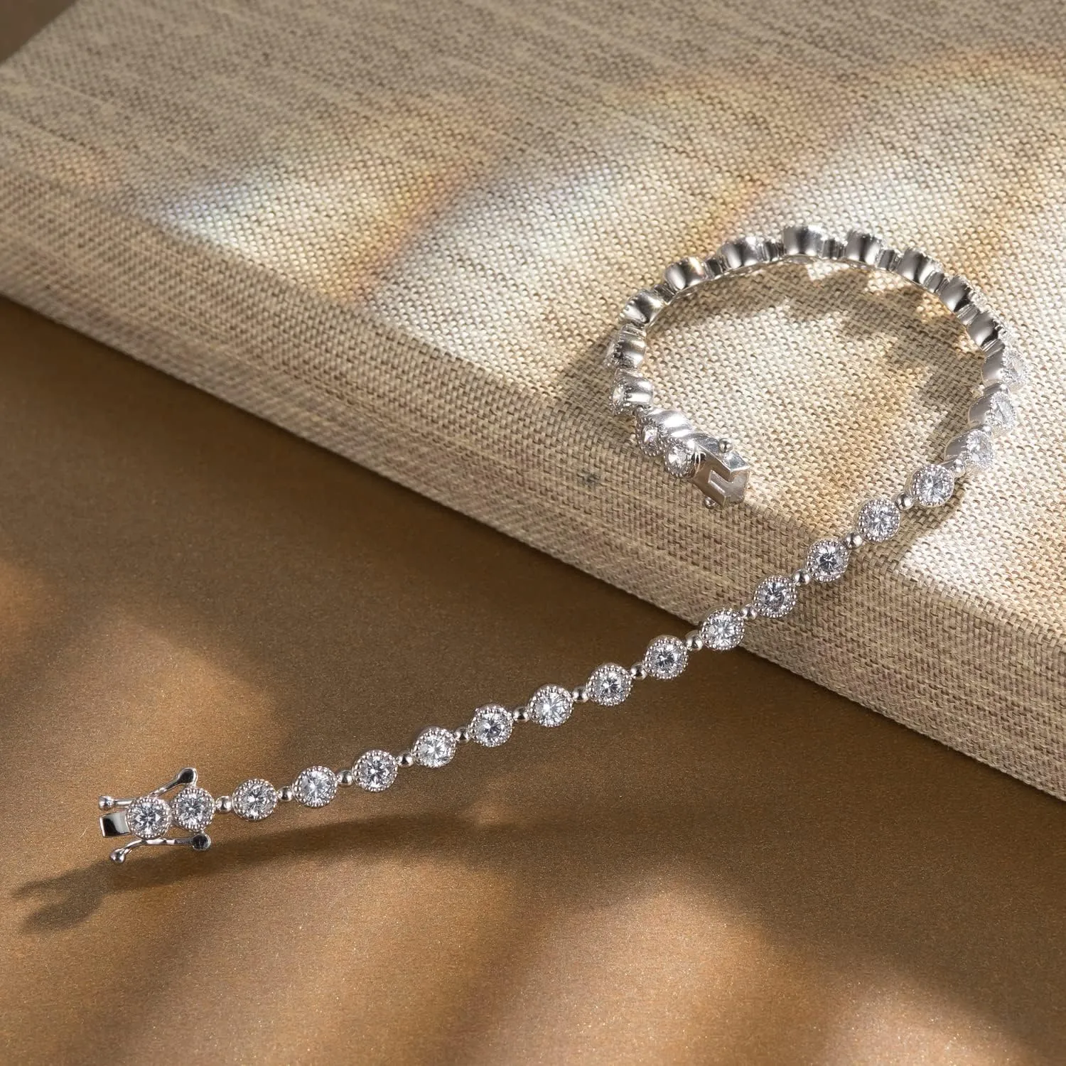 SHKA Tennis Bracelets for Women, Sterling Silver Diamond Bracelets for Women 925 Prime Jewelry, Rose Gold Dainty Bracelet for Women Trendy 6.75-7.25 Inch