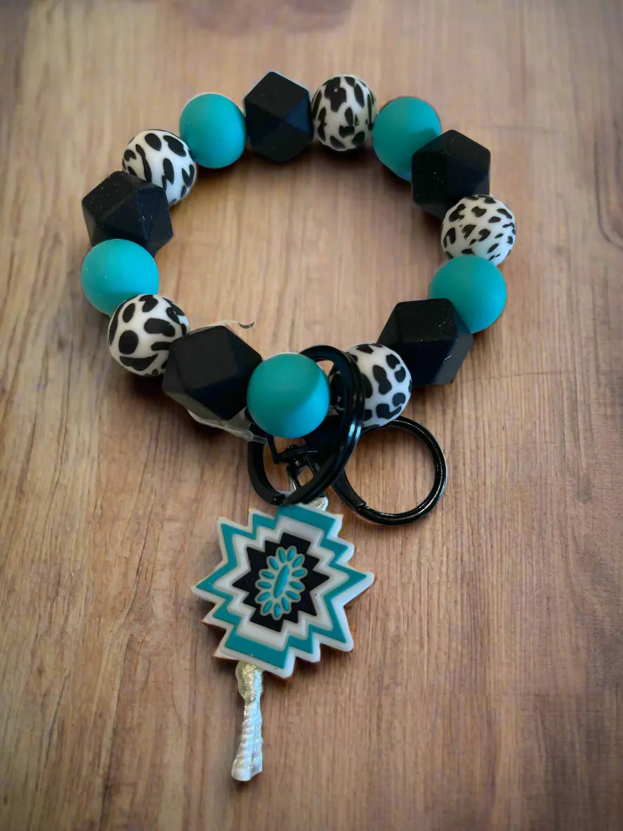 Silicone Beaded Wristlet Keychain