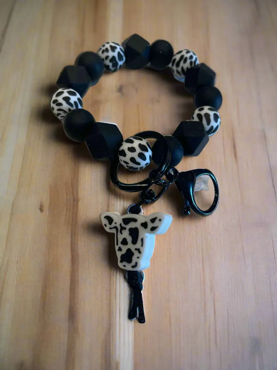 Silicone Beaded Wristlet Keychain