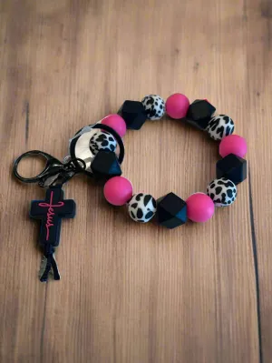 Silicone Beaded Wristlet Keychain