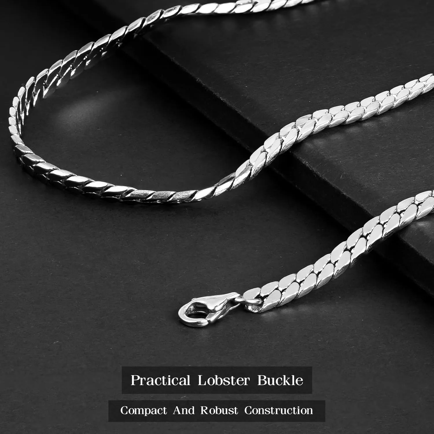 Silver Chain for Men, 3mm/5mm Herringbone Chains for Men Stainless Steel,Mens Necklace Chain 20/22 inch,Gift Box Included