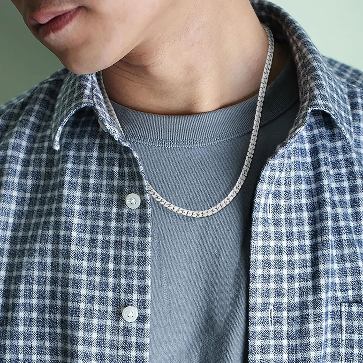 Silver Chain for Men, 3mm/5mm Herringbone Chains for Men Stainless Steel,Mens Necklace Chain 20/22 inch,Gift Box Included