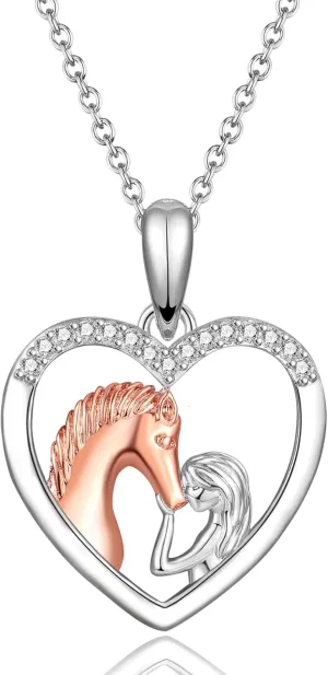 Silver Horse Necklace for Girls Women | Silver Horse Necklace Gifts for Teen Girls, Engraved Believe In Yourself Spirit Riding Horse Free Jewelry Gifts for Birthday Christmas Gifts for Girls