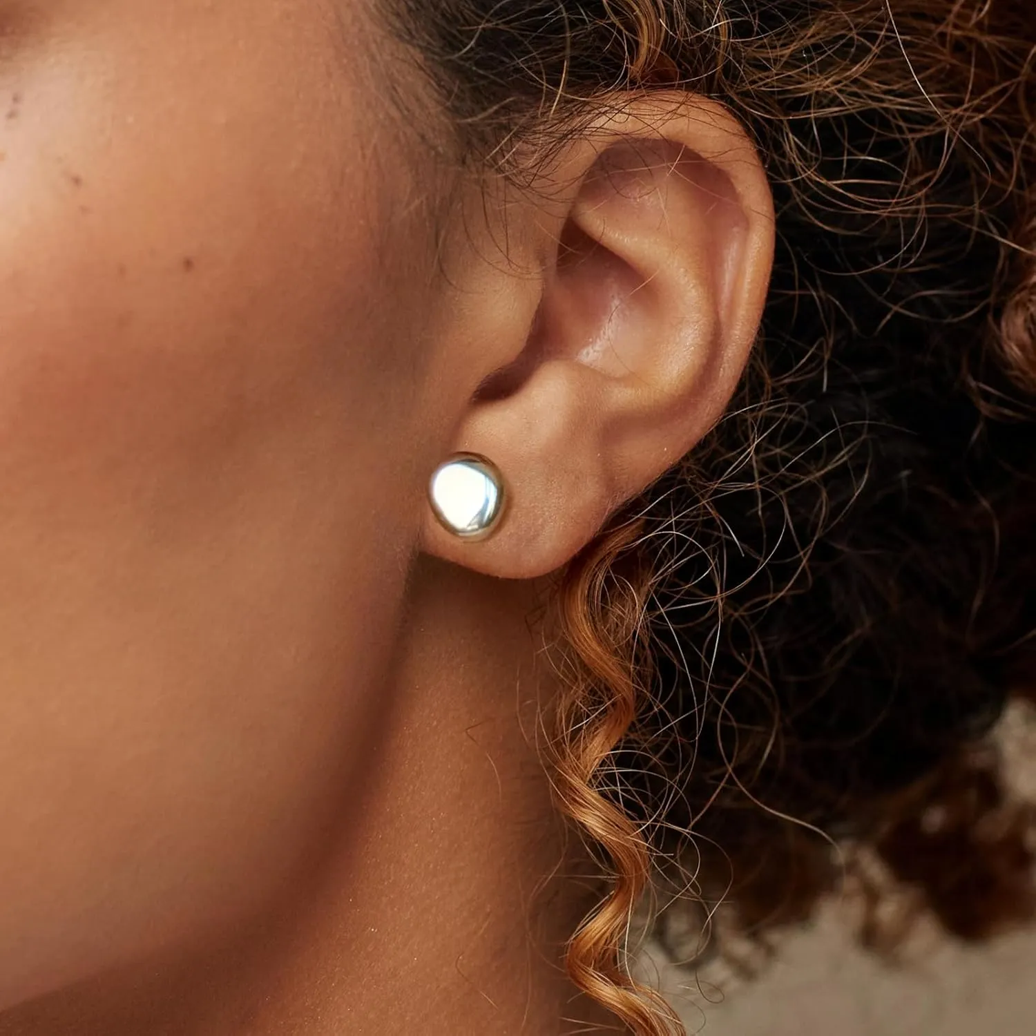 Silver Stud Earrings, Natural Hematite Earrings Stainless Steel Post Earrings for Women, Silver Gemstone Men Stud Earrings