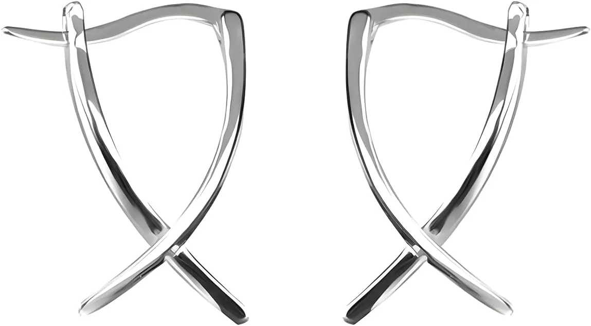 Silver X Hoop Earrings for Women Minimalist Lightweight X Earrings Jewelry