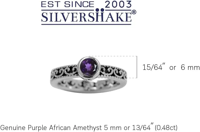 Silvershake Genuine Birthstone Gemstone 925 Sterling Silver Eternity Style Stackable Filigree Ring