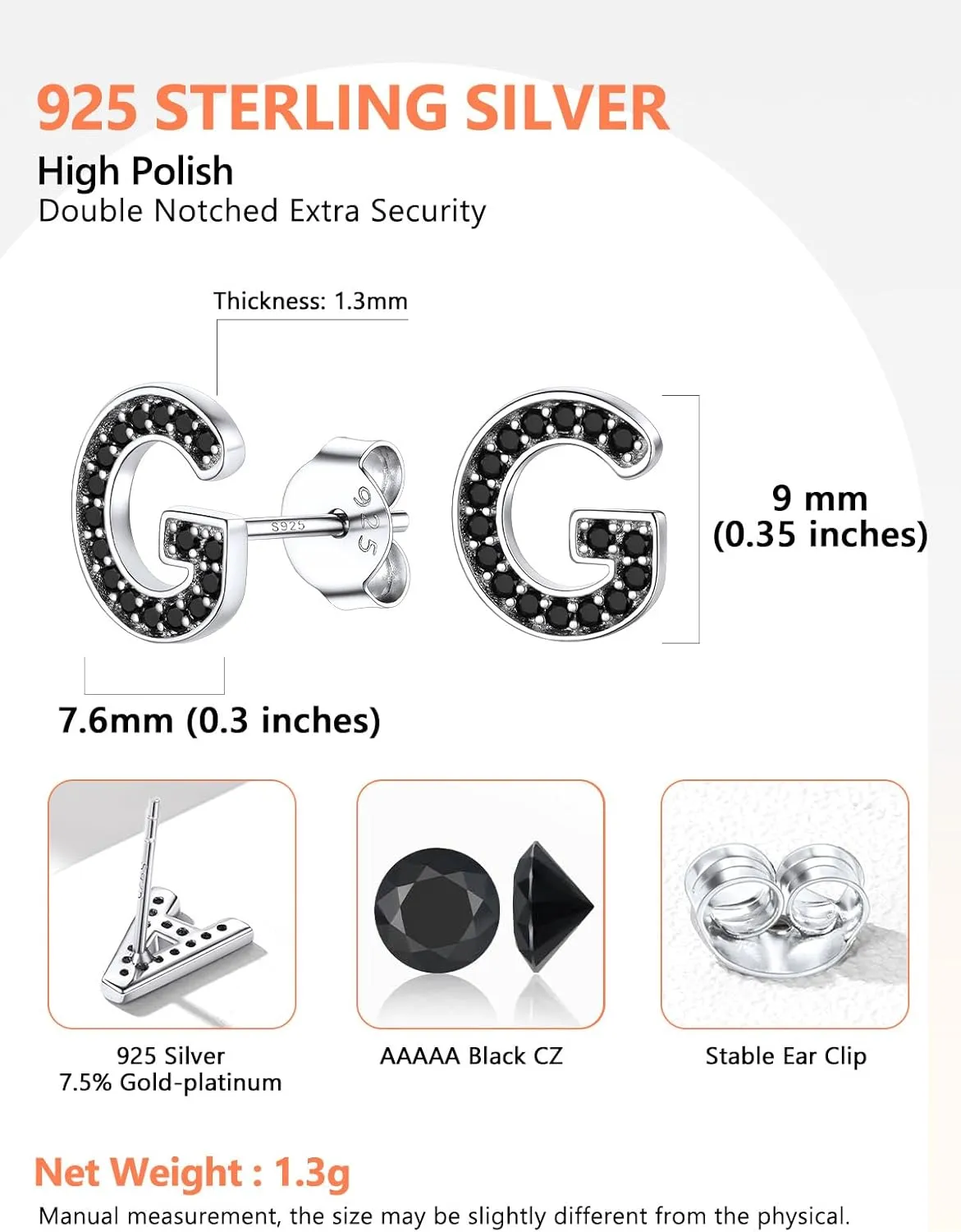 Silvora 925 Sterling Silver Stud Earrings Simple CZ Initial Letter A-Z Studs for Women Girls Sensitive Ears,with Gift Box