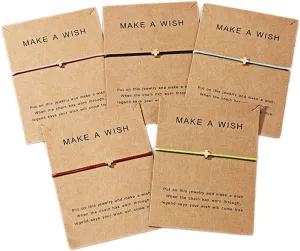 Simple Adjustable Braided Heart Shaped Bracelet with Wish Cards Star Wrap Wristband Bangle for Women Friendship Jewelry 5Pcs/Pack-Cross