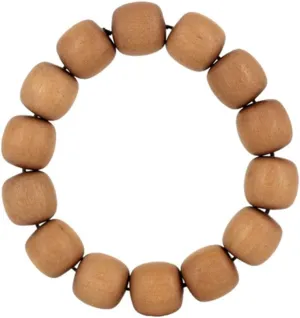 Simple Barrel Shaped Wooden Buddha Beads 15Mm Teak Beaded Bracelet for Men Women Meditation Prayer Mala