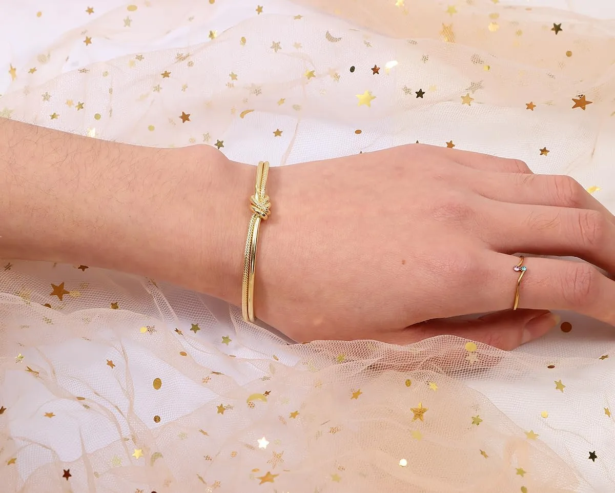 Simple Knot Love Knot Bangle Adjustable Open Cuffs Bracelet for Women Tie the Knot Bangle