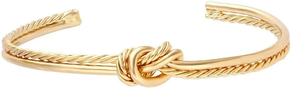 Simple Knot Love Knot Bangle Adjustable Open Cuffs Bracelet for Women Tie the Knot Bangle