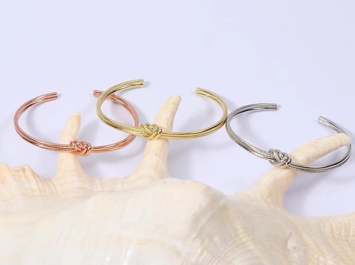 Simple Knot Love Knot Bangle Adjustable Open Cuffs Bracelet for Women Tie the Knot Bangle