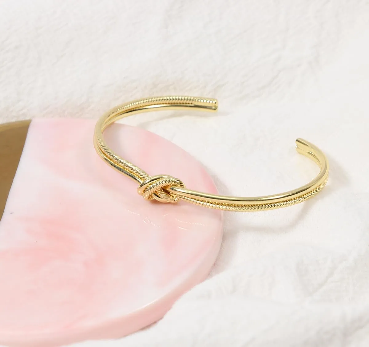 Simple Knot Love Knot Bangle Adjustable Open Cuffs Bracelet for Women Tie the Knot Bangle
