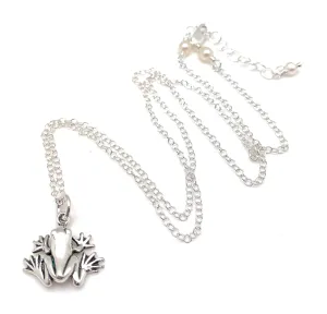 Small Frog Sterling Silver Charm Necklace