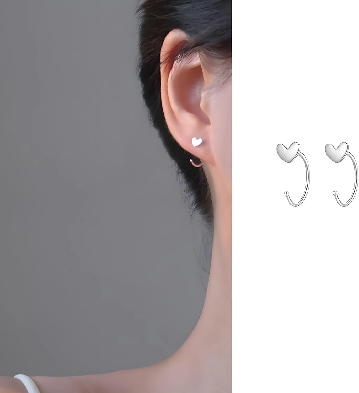 Small Huggie Half Hoop Earrings CZ Open Hoop Earrings CZ Tiny Cartilage Hypoallergenic Stud Earrings for Women Men