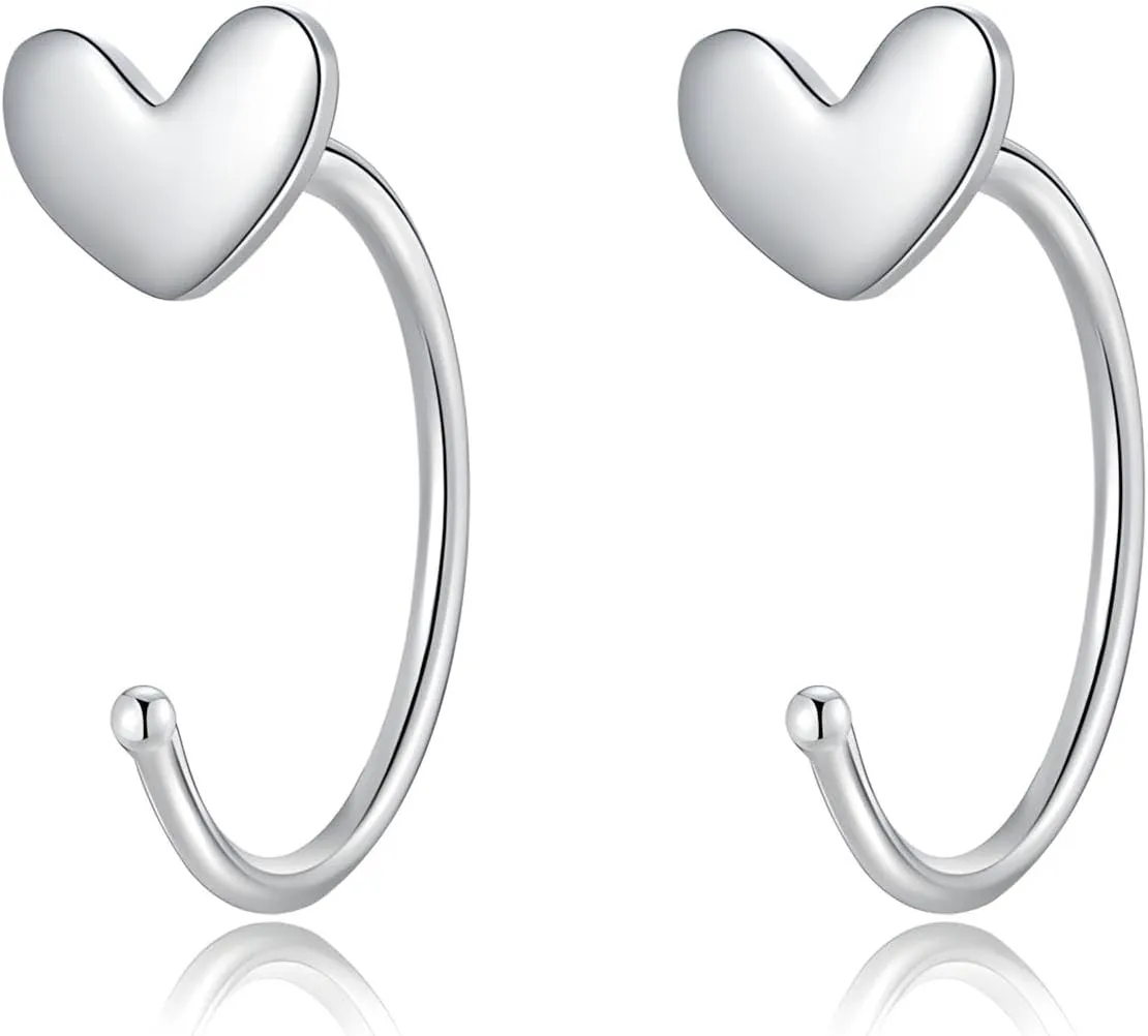 Small Huggie Half Hoop Earrings CZ Open Hoop Earrings CZ Tiny Cartilage Hypoallergenic Stud Earrings for Women Men