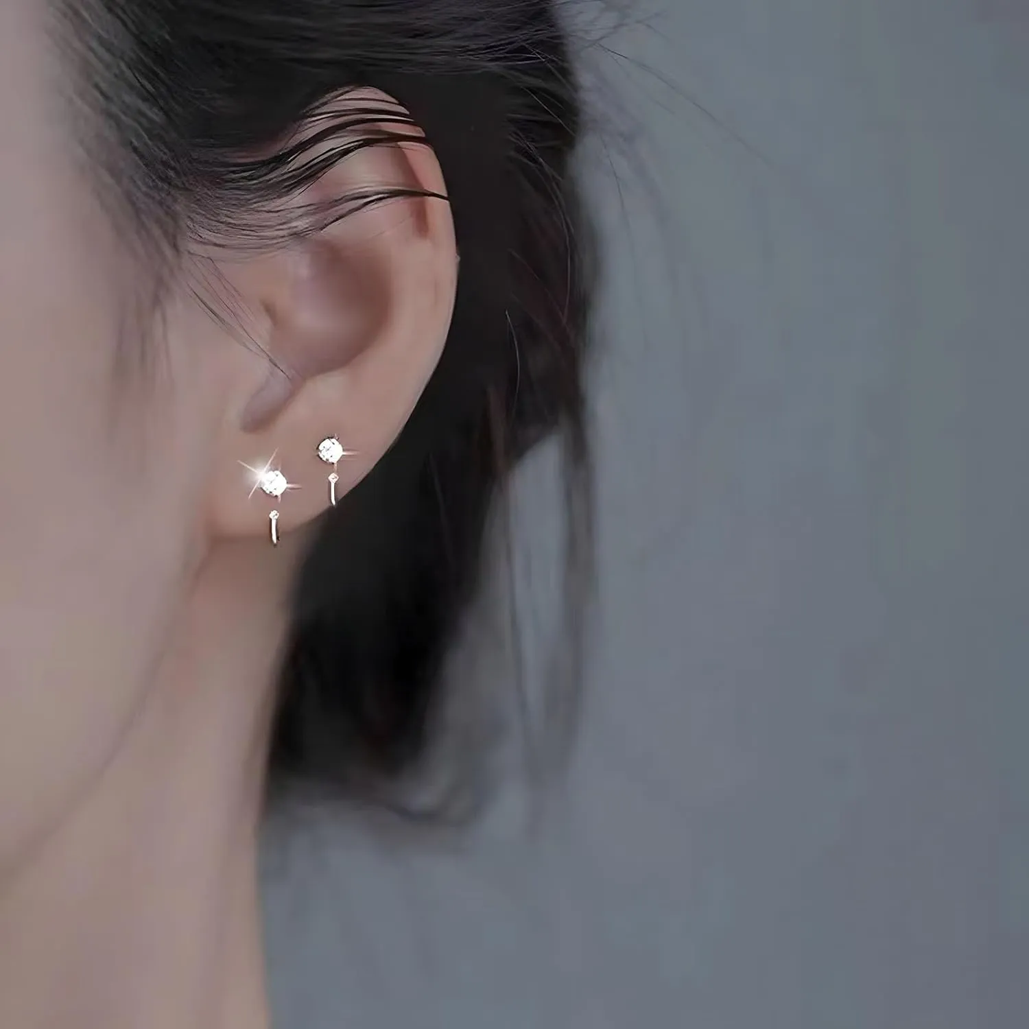 Small Huggie Half Hoop Earrings CZ Open Hoop Earrings CZ Tiny Cartilage Hypoallergenic Stud Earrings for Women Men