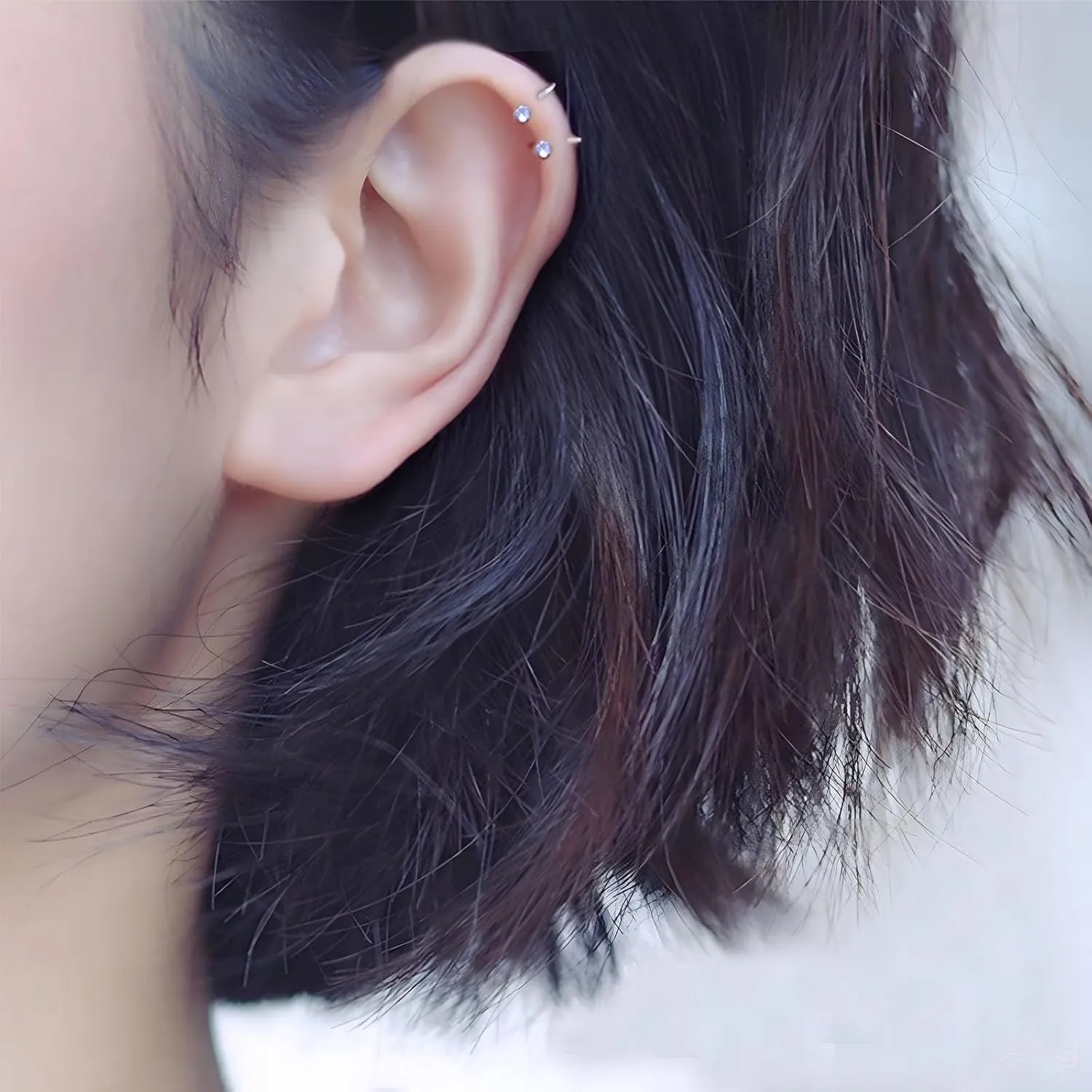 Small Huggie Half Hoop Earrings CZ Open Hoop Earrings CZ Tiny Cartilage Hypoallergenic Stud Earrings for Women Men