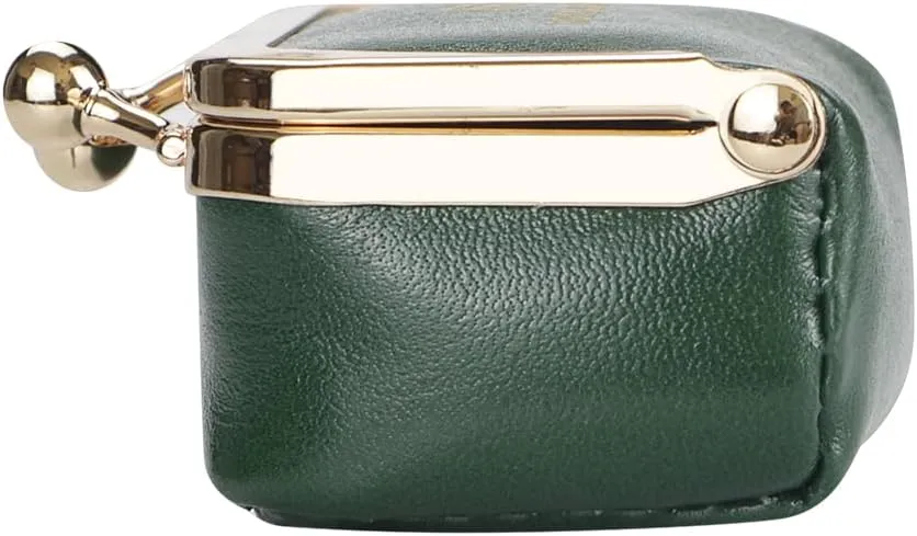 Small Size, Retro Genuine Leather Mini Kiss Lock Coin Purse  Women's Jewelry Box for Earrings, Rings & More 3894 (Rose)
