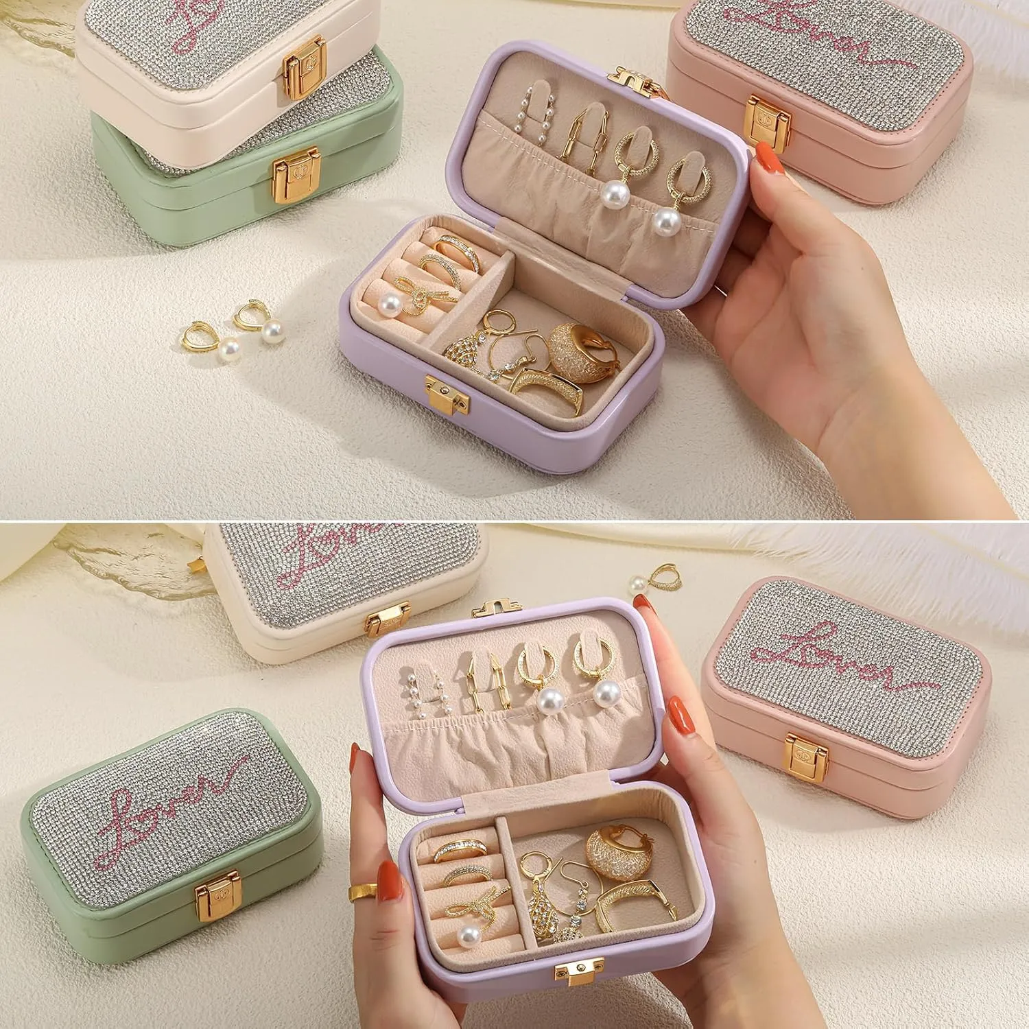 Small Travel Jewelry Box for Women - Jewelry Organizer for Bracelets, Earrings, Necklaces | Birthday, Valentines & Christmas Gift for Girls, TS Lovers (Includes Bracelet & TS Merch)-Lavender