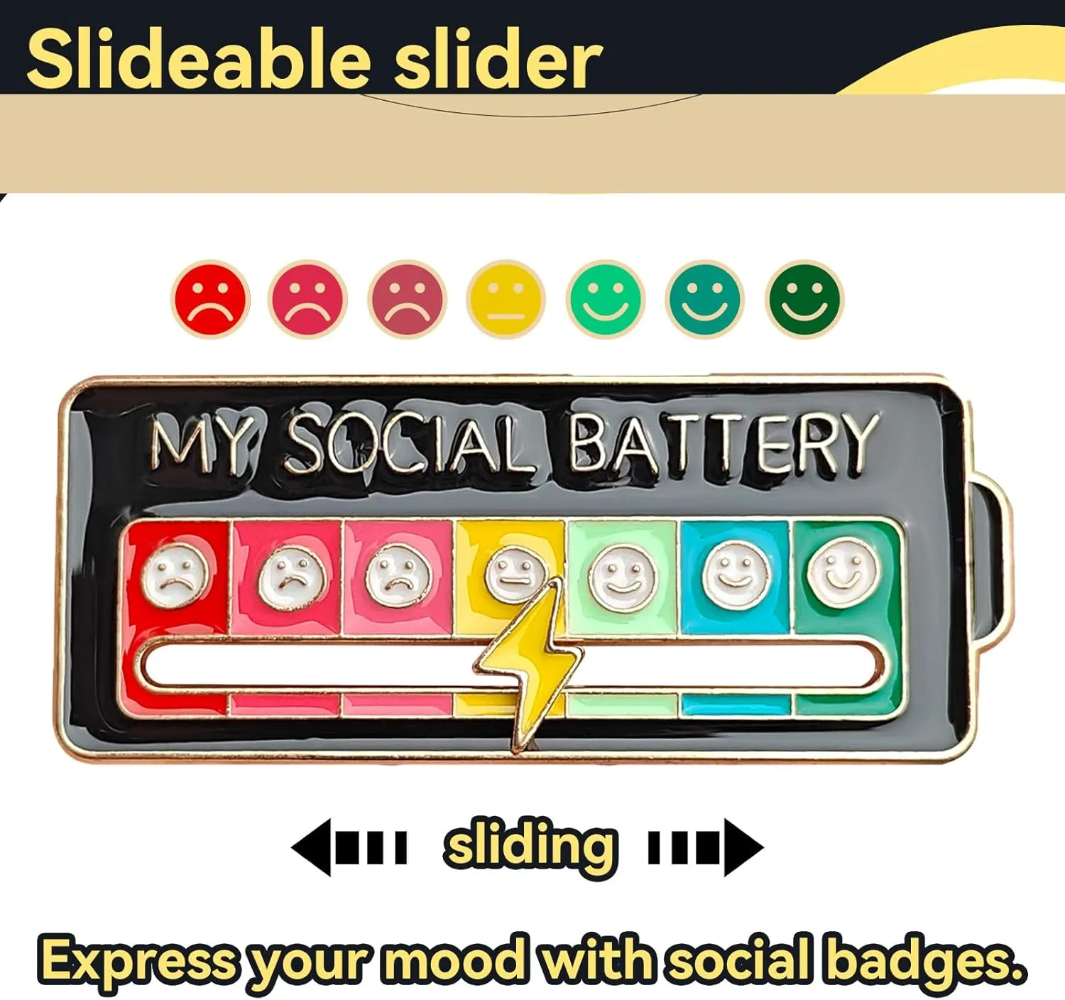 Social Mood Pins - humorous social fun enamel mood pins for introverts