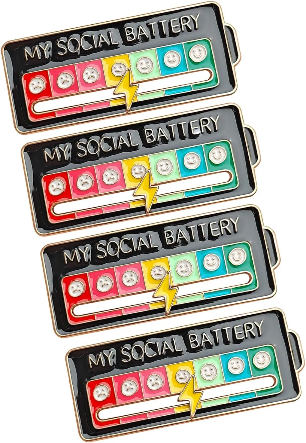 Social Mood Pins - humorous social fun enamel mood pins for introverts