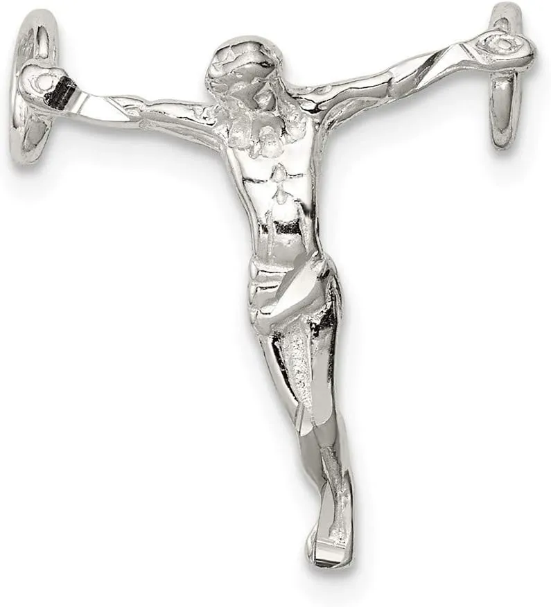 Solid 925 Sterling Silver Mini Jesus Cross Chain Slide Pendant Charm