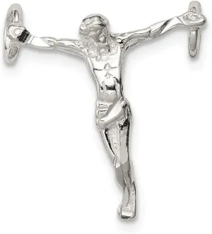 Solid 925 Sterling Silver Mini Jesus Cross Chain Slide Pendant Charm