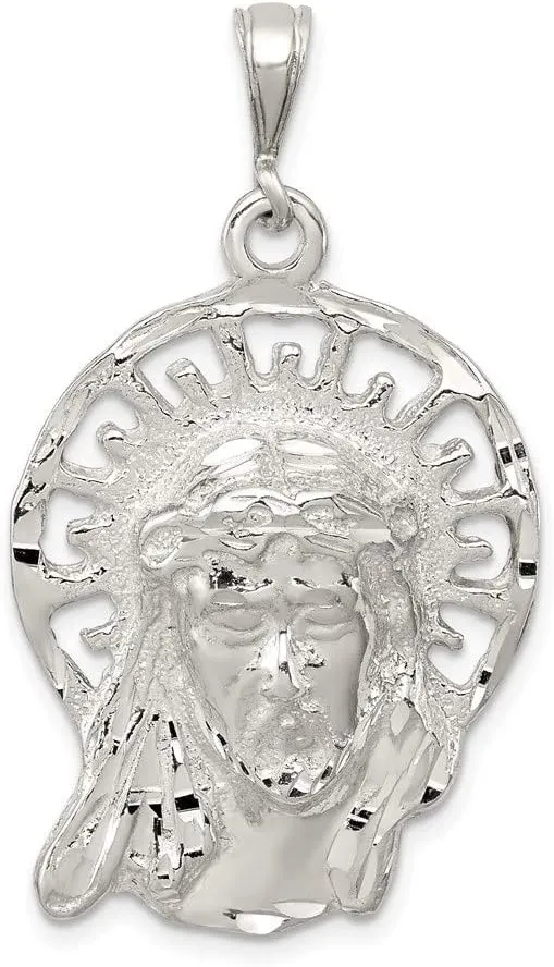 Sonia Jewels Real 925 Sterling Silver and Textured Jesus Head Pendant Charm