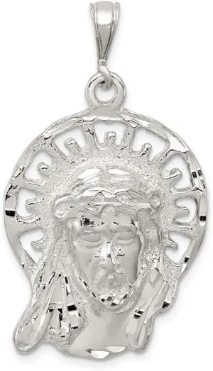 Sonia Jewels Real 925 Sterling Silver and Textured Jesus Head Pendant Charm