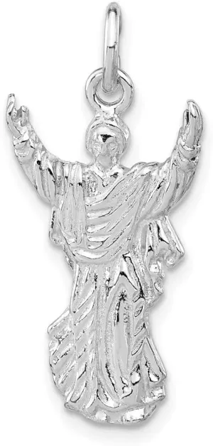Sonia Jewels Real 925 Sterling Silver and Textured Jesus with Hands Up Pendant Charm
