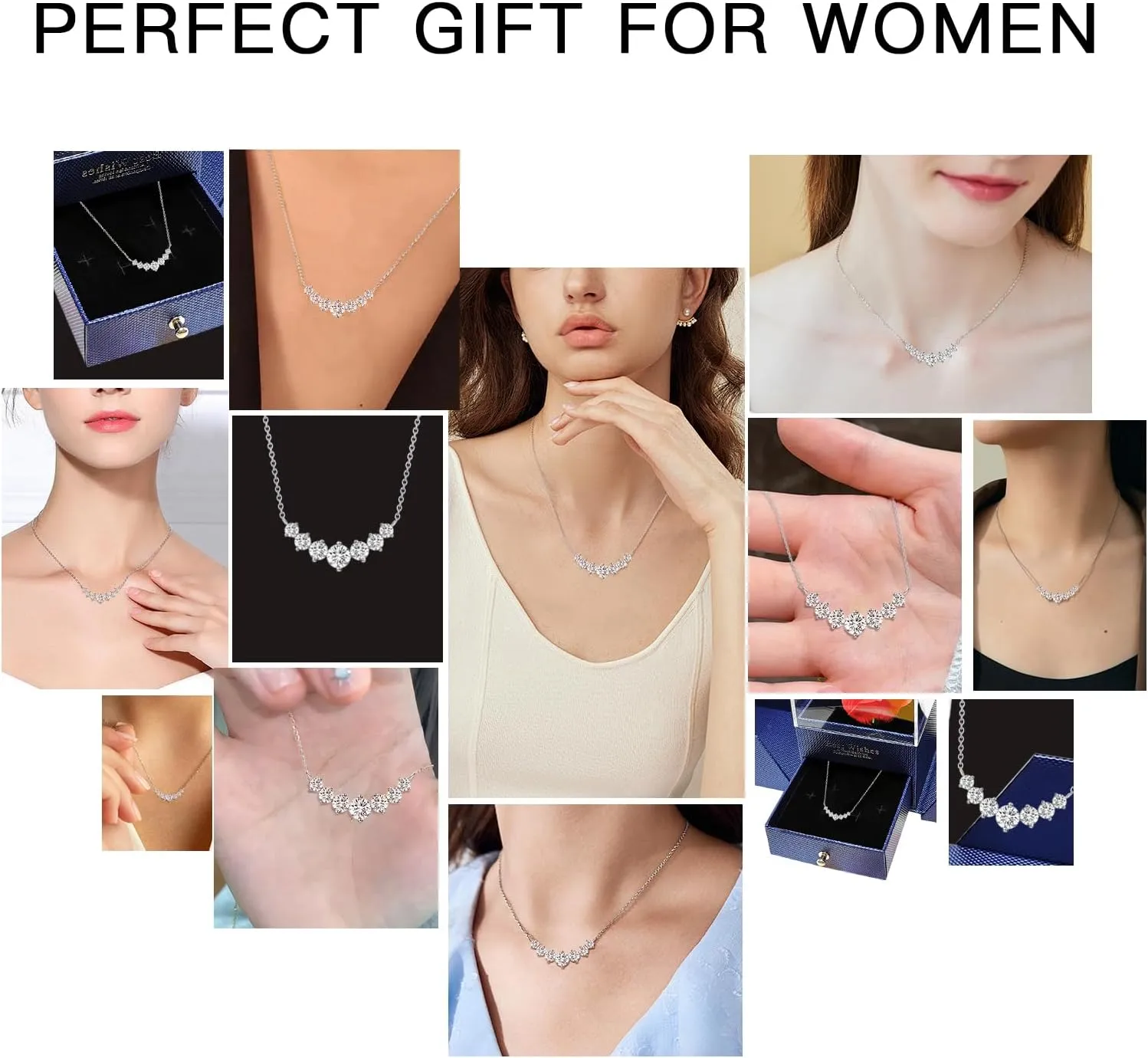 Sparkling 1.7ct/2.8ct/5ct Zircon Necklaces for Women, 925 Sterling Silver Fine Jewelry, Ideal Birthday Anniversary Mother' s for Women Wife Mom Girlfriend