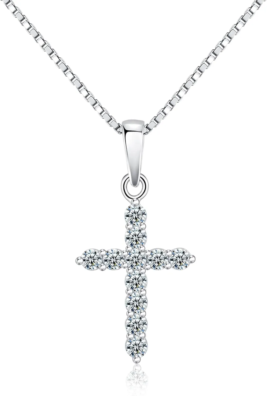Sparkling Cross Necklace 925 Sterling Silver Halo Crucifix Pendant CZ Diamonds Cross Jewelry