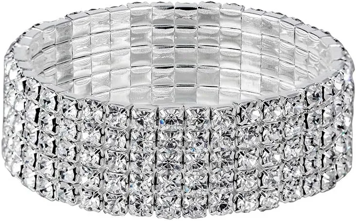 Sparkling Strand Crystal Rhinestone Stretch Tennis Bracelet Bridal Bridesmaid Bangle